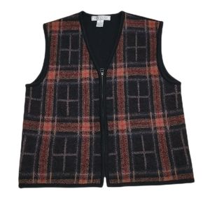 South Dudley Full Zip Wool Plaid‎ Vest Size L